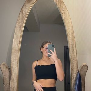 SHEIN youth black scallop trim cami top